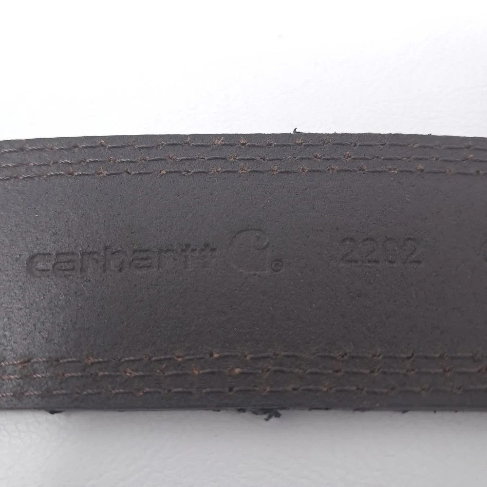 Carhartt Mens Leather Belt 48 Brown Detroit Triple Stitch Casual Workwear 2022